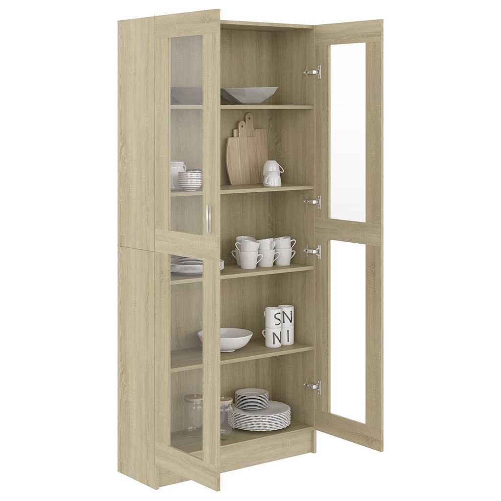 Vitrine Cabinet Sonoma Oak 82.5x30.5x185 cm Engineered Wood
